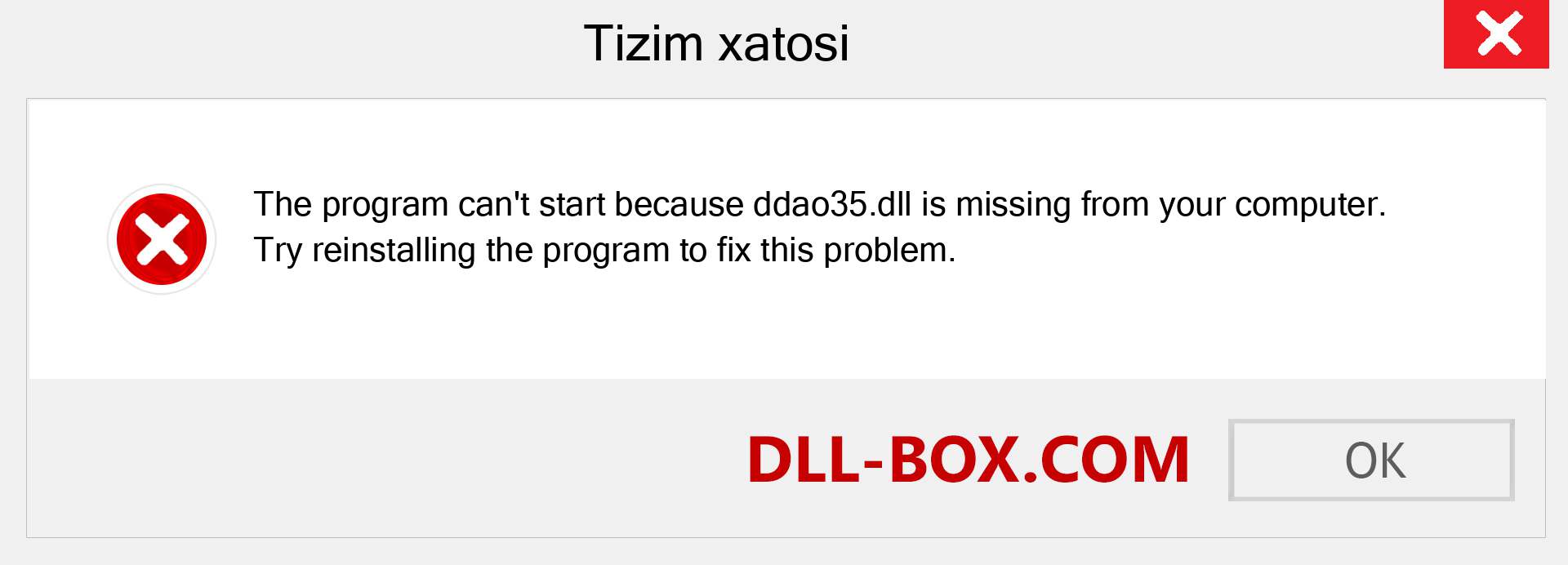 ddao35.dll fayli yo'qolganmi?. Windows 7, 8, 10 uchun yuklab olish - Windowsda ddao35 dll etishmayotgan xatoni tuzating, rasmlar, rasmlar